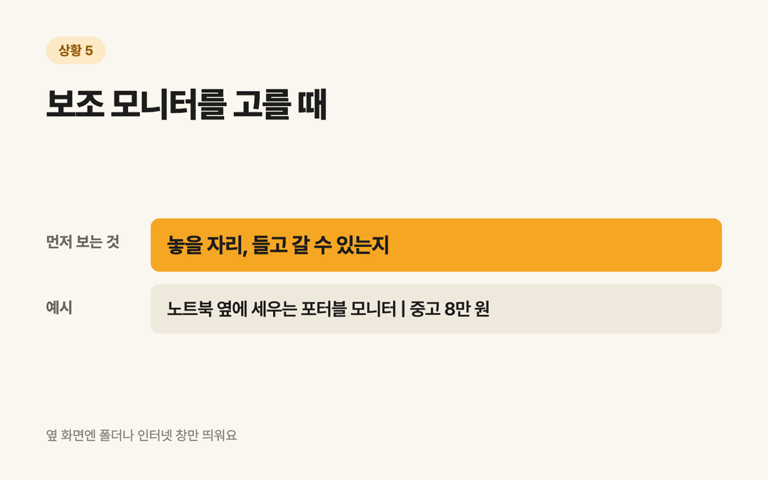 보조 모니터를 고를 때 먼저 보는 것: 놓을 자리, 들고 갈 수 있는지